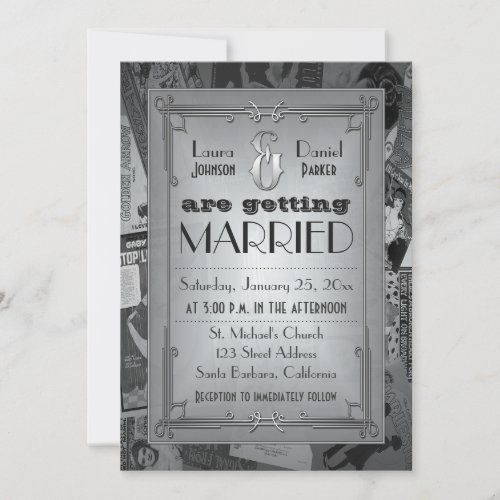 Art Deco Vintage Posters Wedding Invitation
