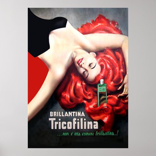 Art Deco Vintage _ Redhead Brillantina Tricofilina Poster
