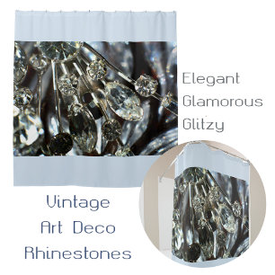 Art Deco Vintage Rhinestone Elegant Pale Blue Shower Curtain