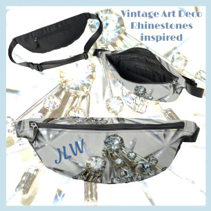 Art Deco Vintage Rhinestones Silvery Gray Fanny Pack