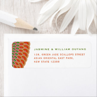 Art Deco Vintage Scallop Fan Asian Wedding Address Label