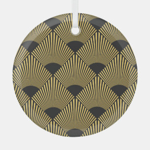 Art Deco Vintage Seamless Pattern Glass Ornament