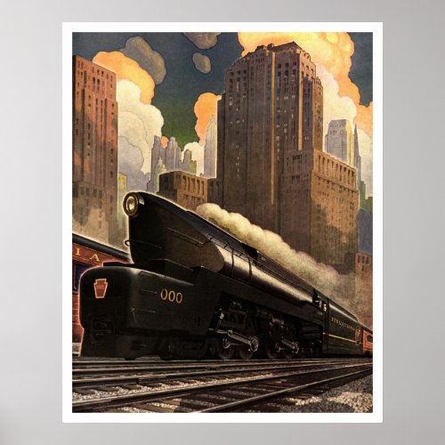 Art Deco Vintage US Railway Poster print