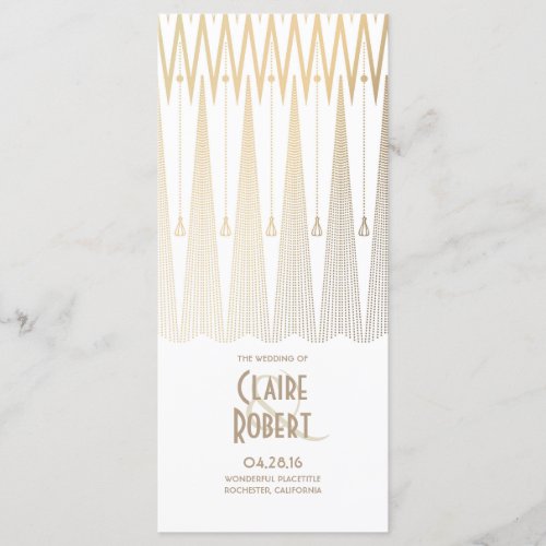 Art Deco Vintage White and Gold Wedding Programs - Art deco white and gold gatsby wedding programs