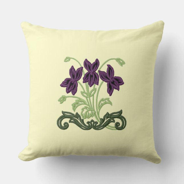 Art Deco Violets Throw Pillow (Front)