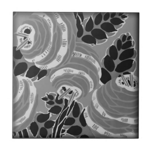 Art Deco Wallflowers _ Gray  Black Tile