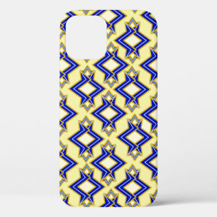 Art Deco Wallpaper Pattern, Beige and Blue iPhone 12 Case