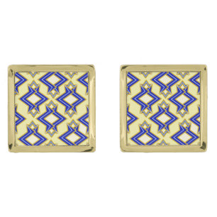 Art Deco Wallpaper Pattern, Beige and Blue Cufflinks