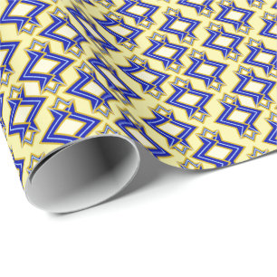 Art Deco Wallpaper Pattern, Beige and Blue Wrapping Paper