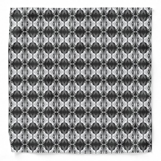Art Deco wallpaper pattern - black and white Bandana (Front)