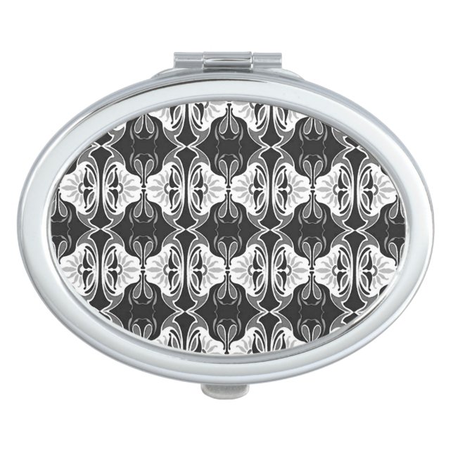 Art Deco wallpaper pattern - black and white Compact Mirror (Front)