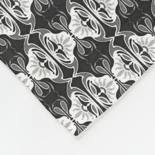 Art Deco wallpaper pattern - black and white Fleece Blanket