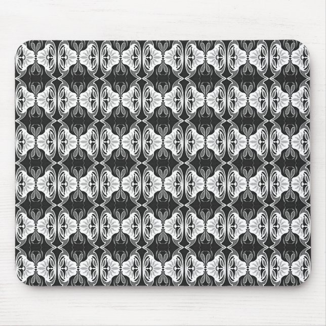 Art Deco wallpaper pattern - black and white Mouse Pad (Front)