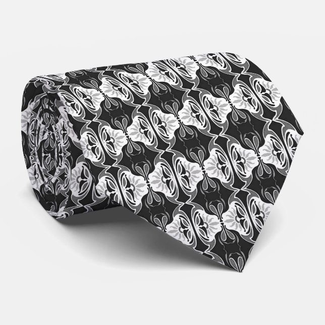 Art Deco wallpaper pattern - black and white Neck Tie (Rolled)