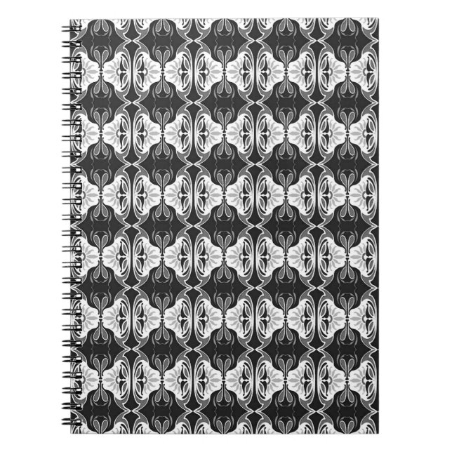 Art Deco wallpaper pattern - black and white Notebook (Front)