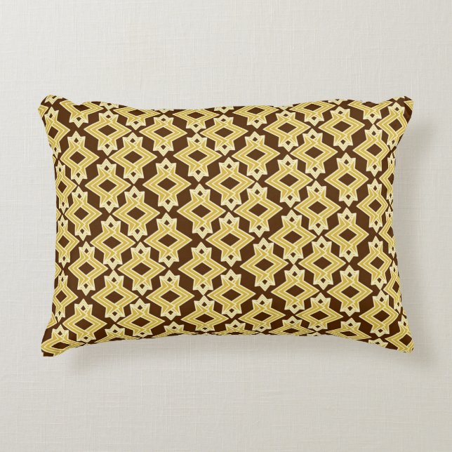 Art Deco Wallpaper Pattern, Brown and Gold Accent Pillow (Front)
