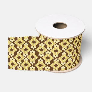 Art Deco Wallpaper Pattern, Brown and Gold Grosgrain Ribbon