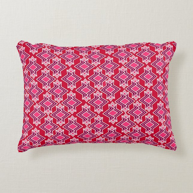 Art Deco Wallpaper Pattern, Burgundy Wine Accent Pillow (Front)