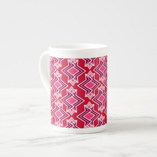Art Deco Wallpaper Pattern, Burgundy Wine Bone China Mug
