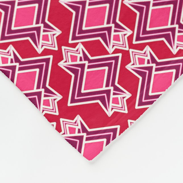 Art Deco Wallpaper Pattern, Burgundy Wine Fleece Blanket (Corner)