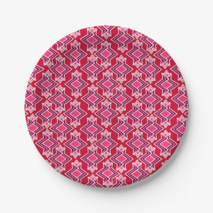 Art Deco Wallpaper Pattern, Burgundy Wine Paper Plates