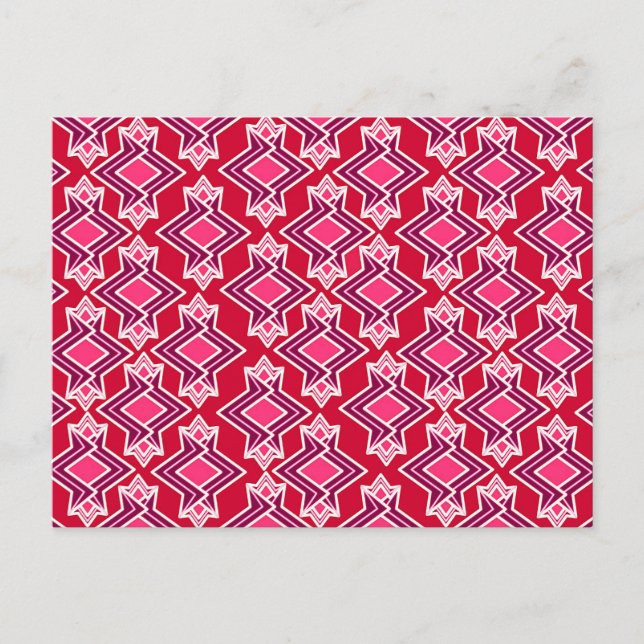 Art Deco Wallpaper Pattern, Burgundy Wine Postcard (Front)