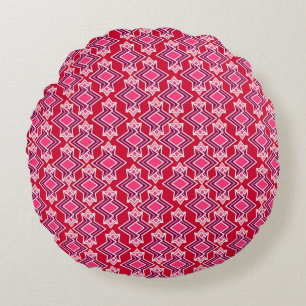 Art Deco Wallpaper Pattern, Burgundy Wine Round Pillow