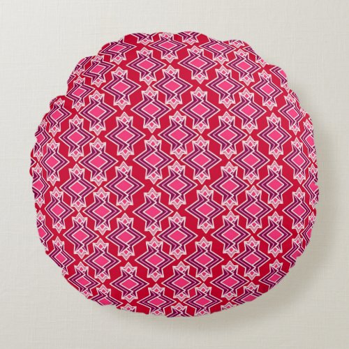 Art Deco Wallpaper Pattern Burgundy Wine Round Pillow