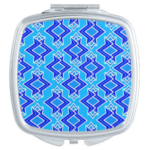 Art Deco Wallpaper Pattern, Cerulean Blue Compact Mirror