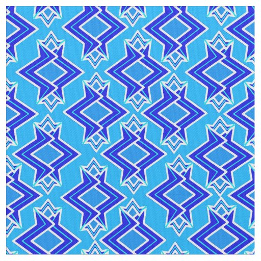 Art Deco Wallpaper Pattern, Cerulean Blue Fabric