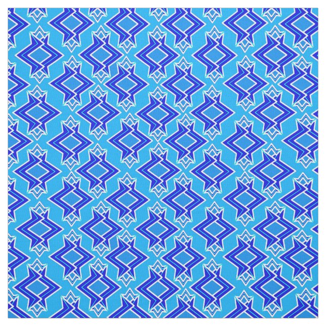 Art Deco Wallpaper Pattern, Cerulean Blue Fabric (Swatch)