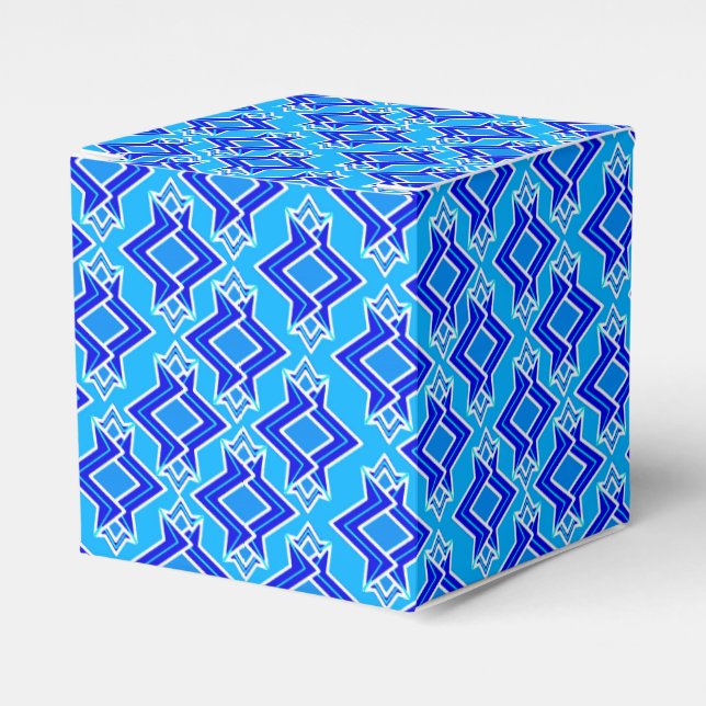 Art Deco Wallpaper Pattern, Cerulean Blue Favor Boxes (Front Side)