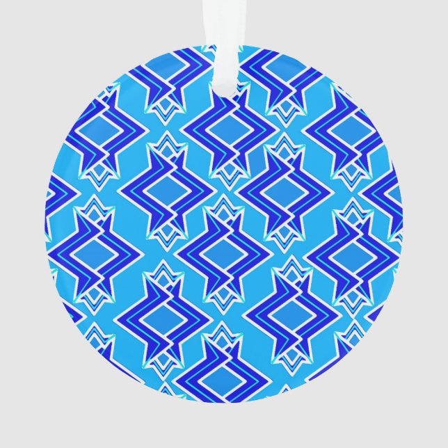 Art Deco Wallpaper Pattern, Cerulean Blue Ornament (Back)