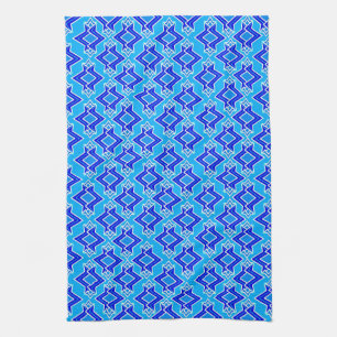 Art Deco Wallpaper Pattern, Cerulean Blue Towel