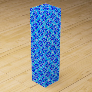 Art Deco Wallpaper Pattern, Cerulean Blue Wine Box