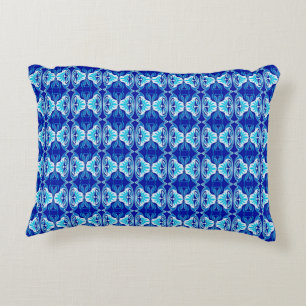 Art Deco wallpaper pattern - cobalt blue and white Accent Pillow