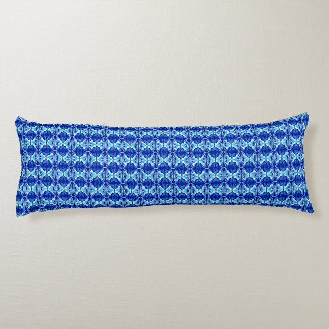 Art Deco wallpaper pattern - cobalt blue and white Body Pillow (Back)