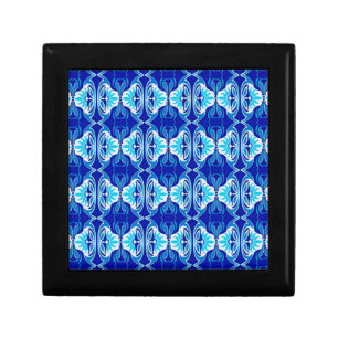 Art Deco wallpaper pattern - cobalt blue and white Jewelry Box