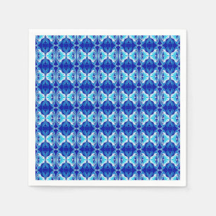 Art Deco wallpaper pattern - cobalt blue and white Paper Napkins