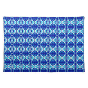Art Deco wallpaper pattern - cobalt blue and white Placemat
