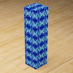 Art Deco wallpaper pattern - cobalt blue and white Wine Box