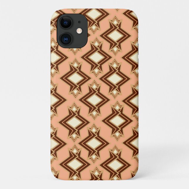 Art Deco Wallpaper Pattern, Coral and Brown Case-Mate iPhone Case (Back)