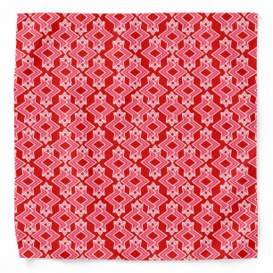 Art Deco Wallpaper Pattern, Dark Red and Pink Bandana
