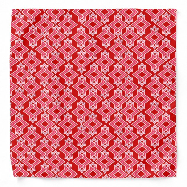 Art Deco Wallpaper Pattern, Dark Red and Pink Bandana (Front)