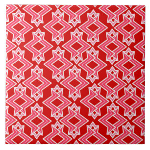 Art Deco Wallpaper Pattern, Dark Red and Pink Ceramic Tile