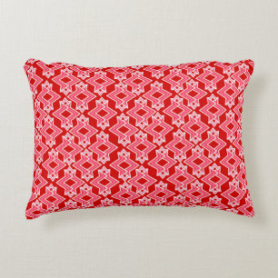 Art Deco Wallpaper Pattern, Dark Red and Pink Decorative Pillow