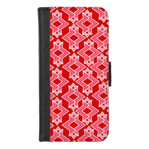 Art Deco Wallpaper Pattern, Dark Red and Pink iPhone 8/7 Wallet Case