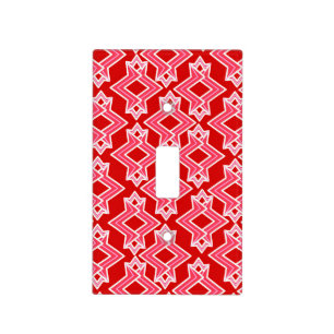 Art Deco Wallpaper Pattern, Dark Red and Pink Light Switch Cover