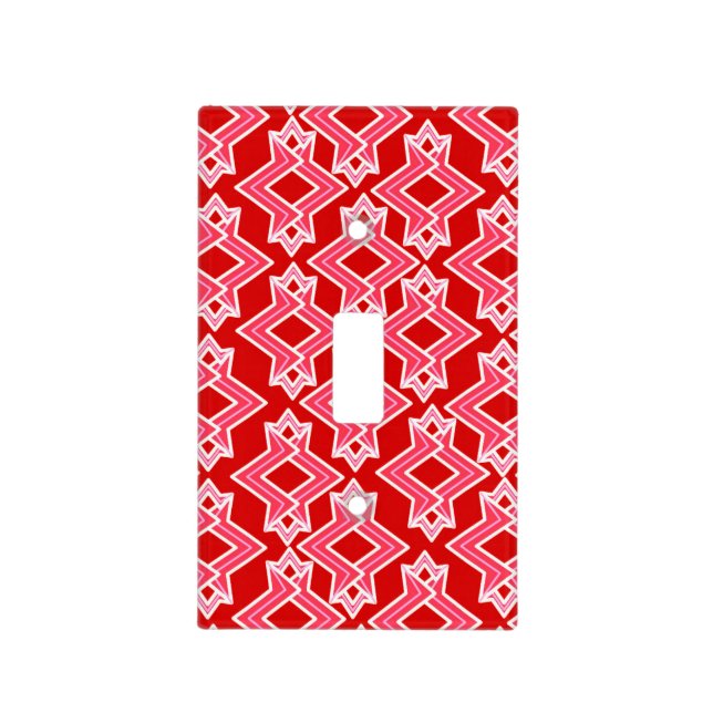 Art Deco Wallpaper Pattern, Dark Red and Pink Light Switch Cover (Front)