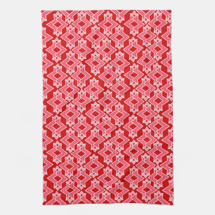 Art Deco Wallpaper Pattern, Dark Red and Pink Towel